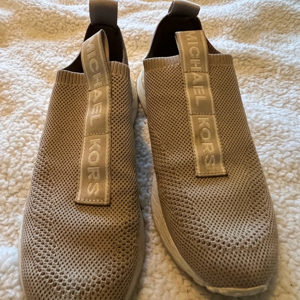 Michael Kors Tan Knit Slip-On Sneakers